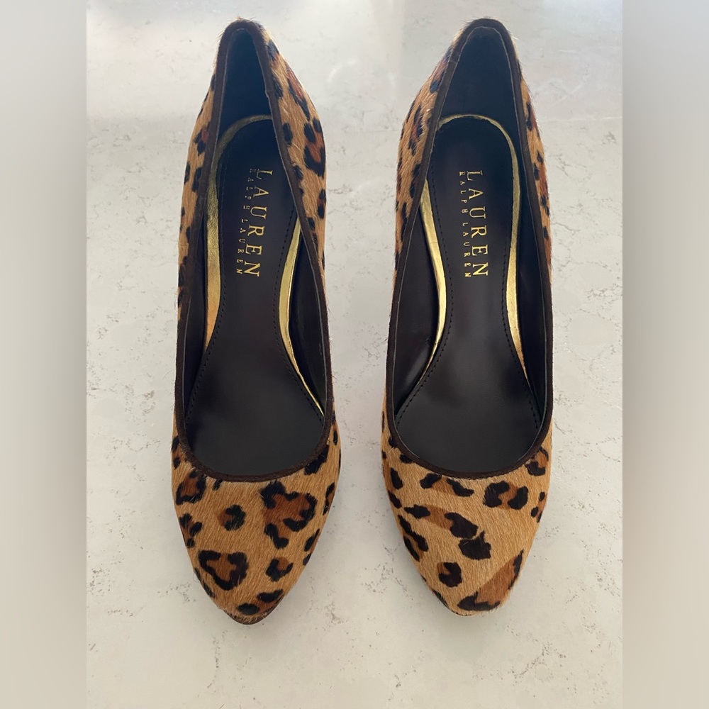 Brand New Ralph Lauren Heels in Leopard/Cheetah Animal Print Size 5B